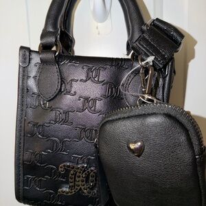 Juicy Couture Black Embossed Mini Bag with Heart Charm